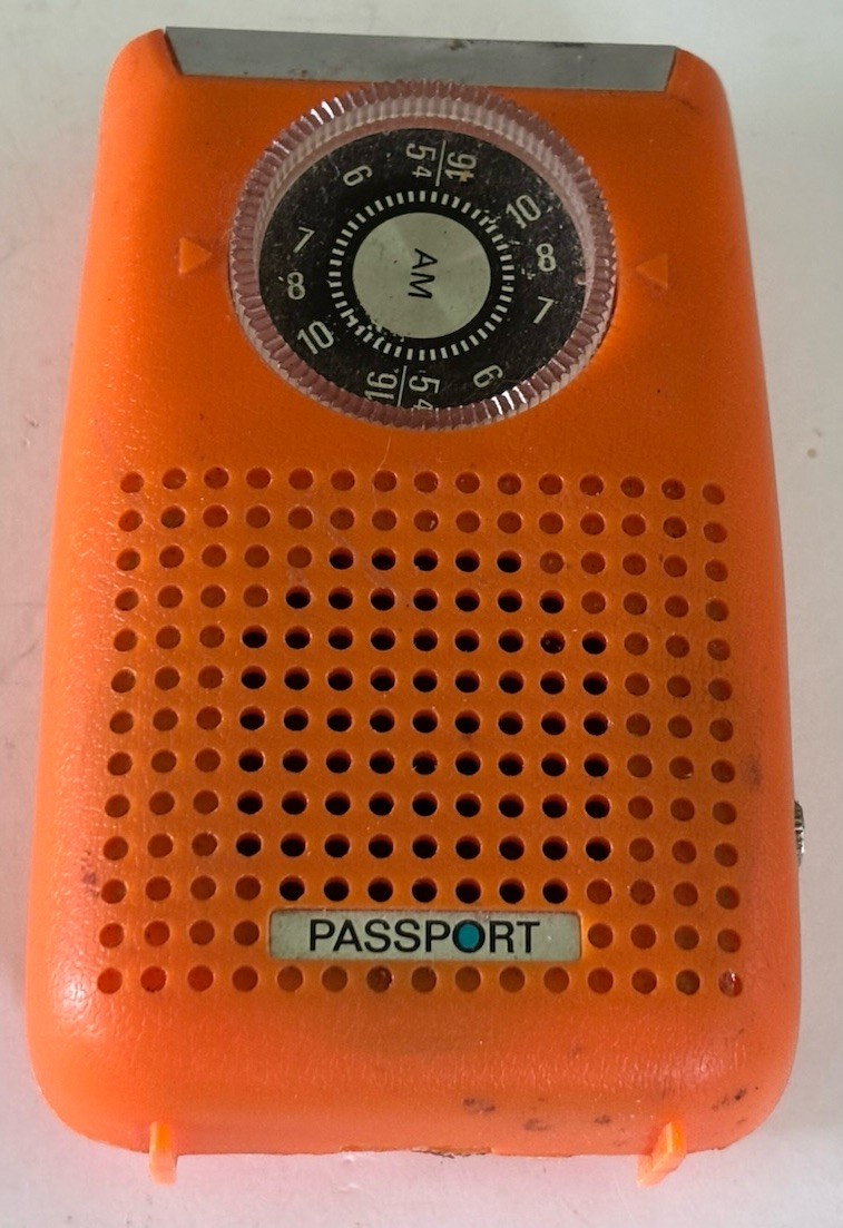 Vintage PASSPORT AM Transistor Radio, Orange, Parts Or Repair
