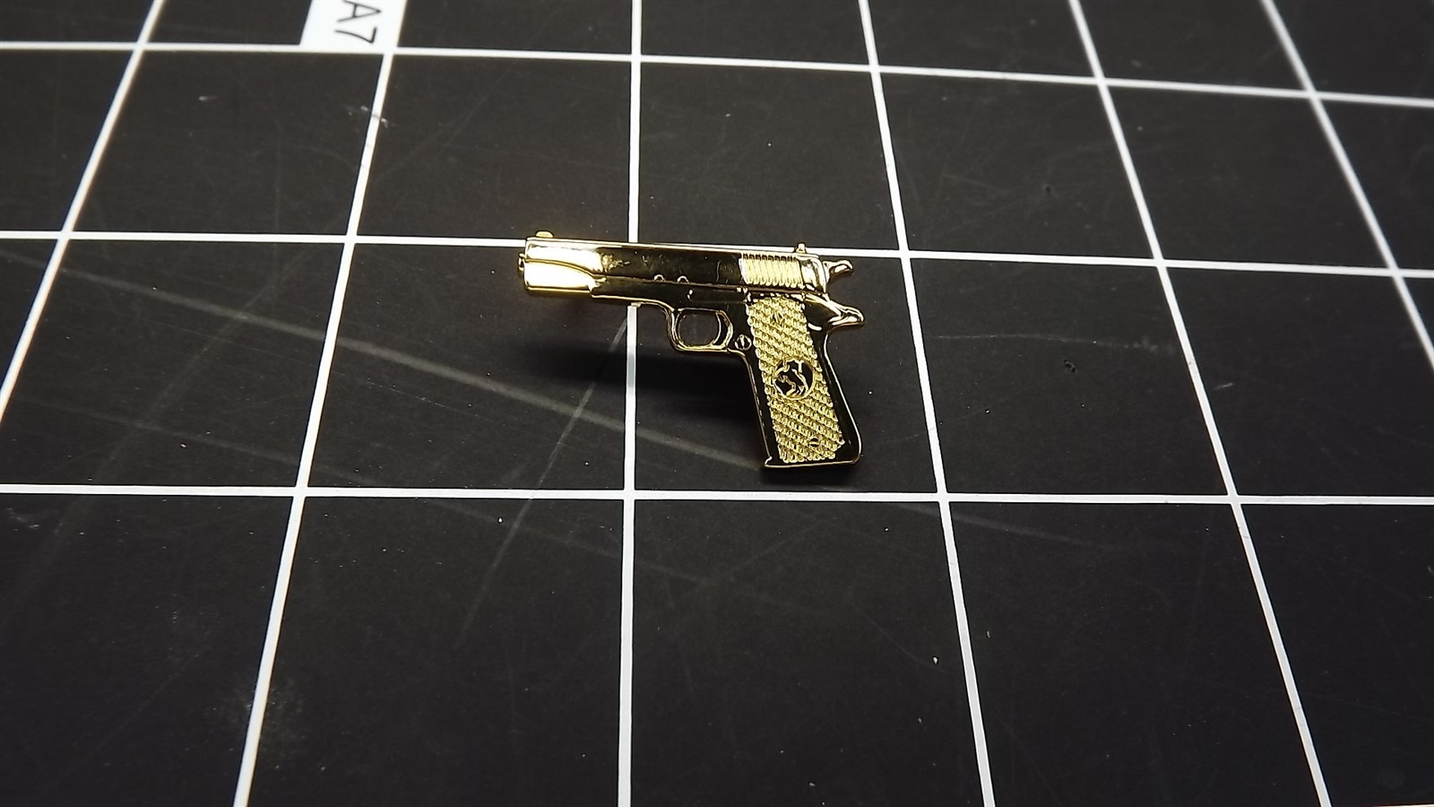 BRAND NEW Lapel Pin Gold Tone 45 Caliber Pistol Model 1911 Hand Gun 1 1/16\