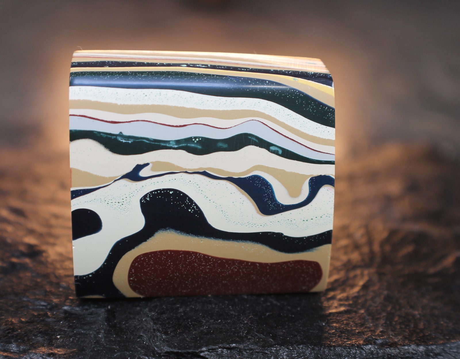 Finished Piece of Fordite-Premium Fordite-36.54mm x 34.62mm x 18.86mm (F-043) Finished Piece of Fordite-Premium Fordite-36.54mm x 34.62mm x 18.86mm (F-043)