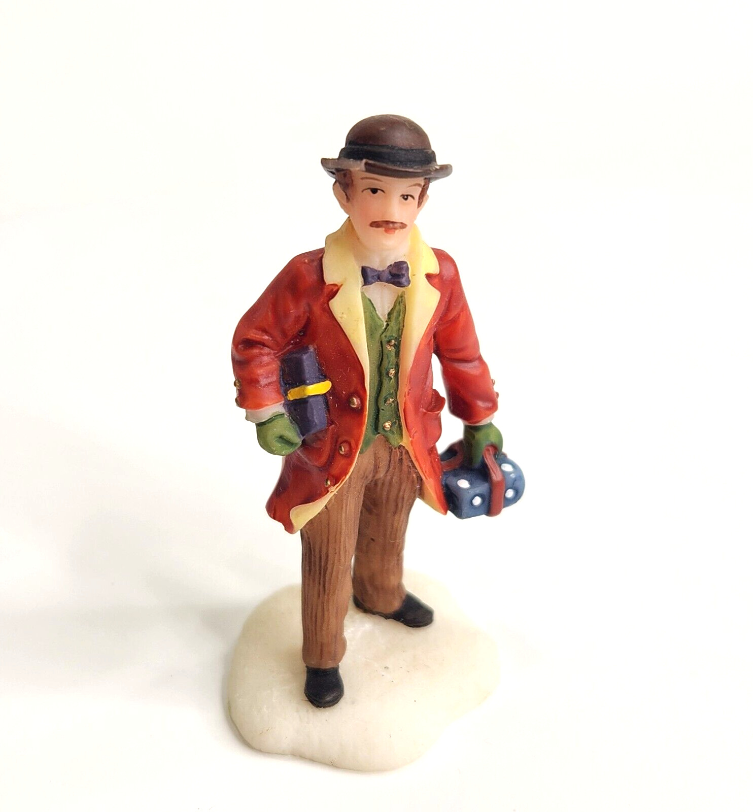 O\'Well Christmas Village Resin Figurine Man Wearing Jacket Hat with Presents #6