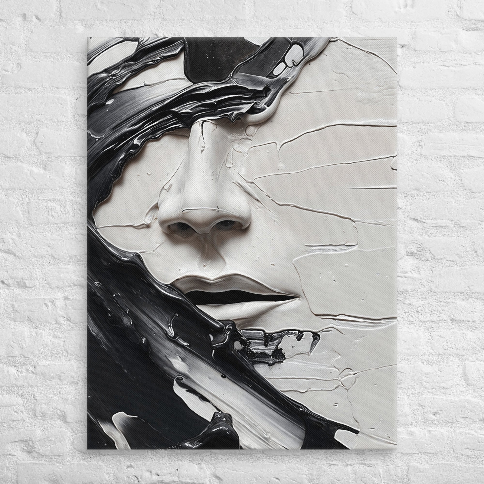 Abstract Black And White Face Wall Art