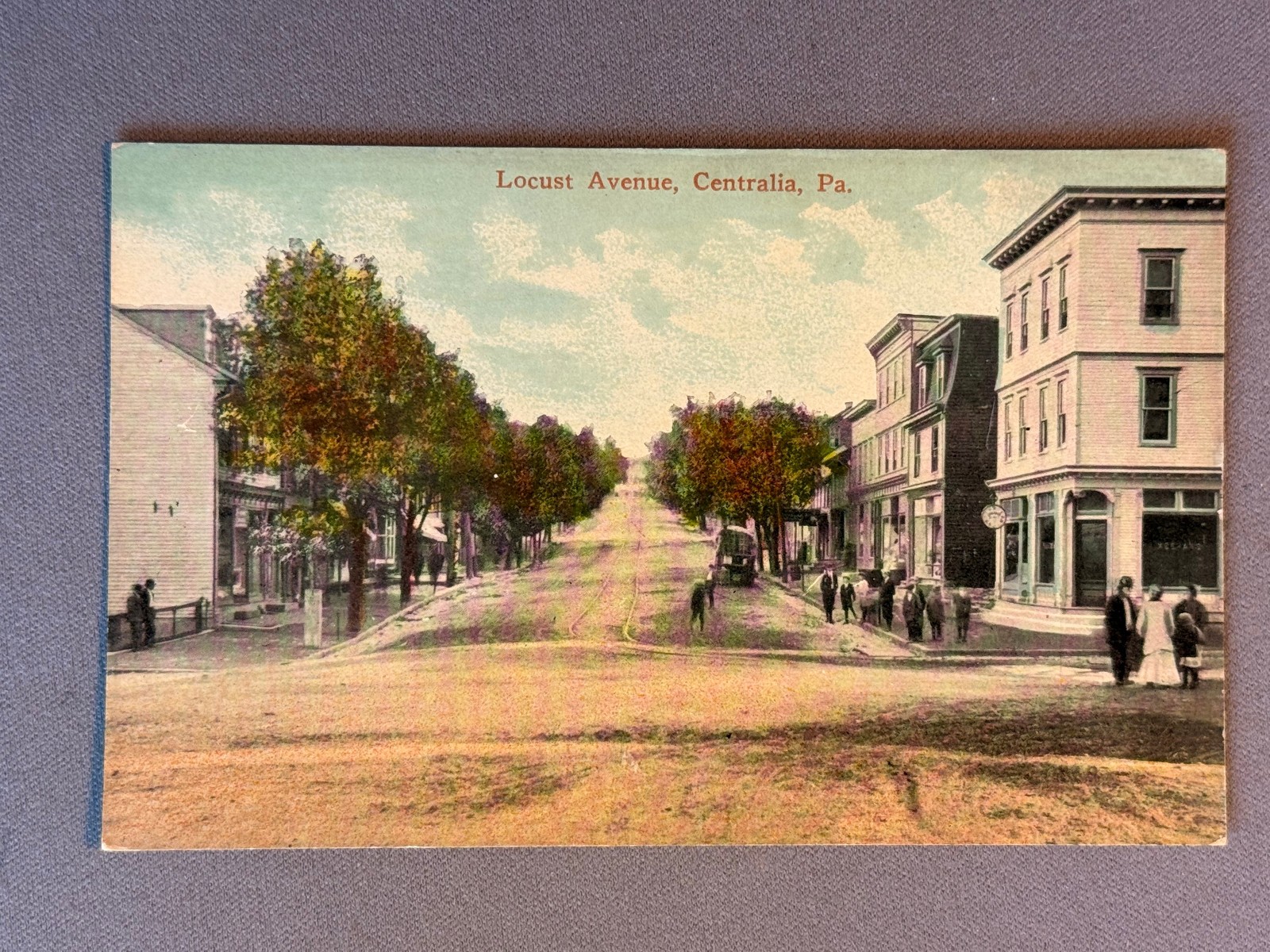 PA Pennsylvania Centralia, Locust Avenue Clock Trolley Tracks, ca 1910