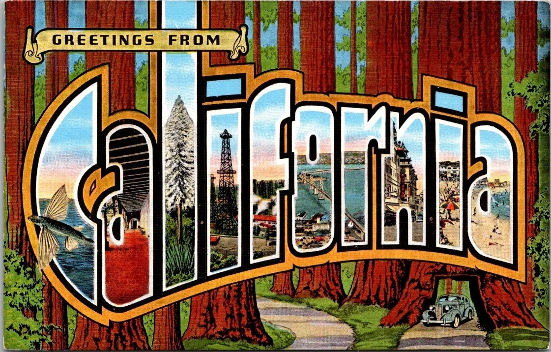 d98 California Vintage Greetings Travel Postcard Refrigerator Magnet