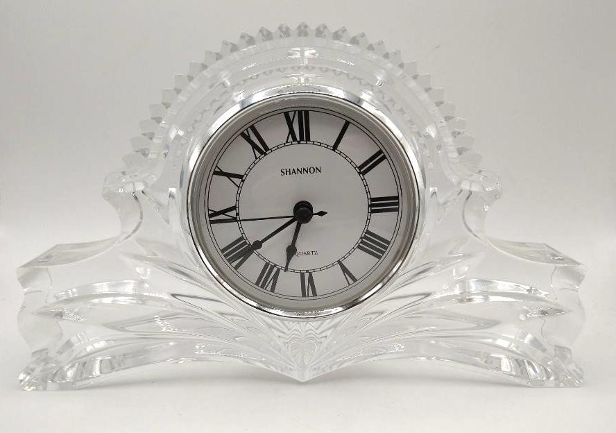 Vintage Shannon Crystal Mantel Desk Clock 24% Lead Crystal Glass