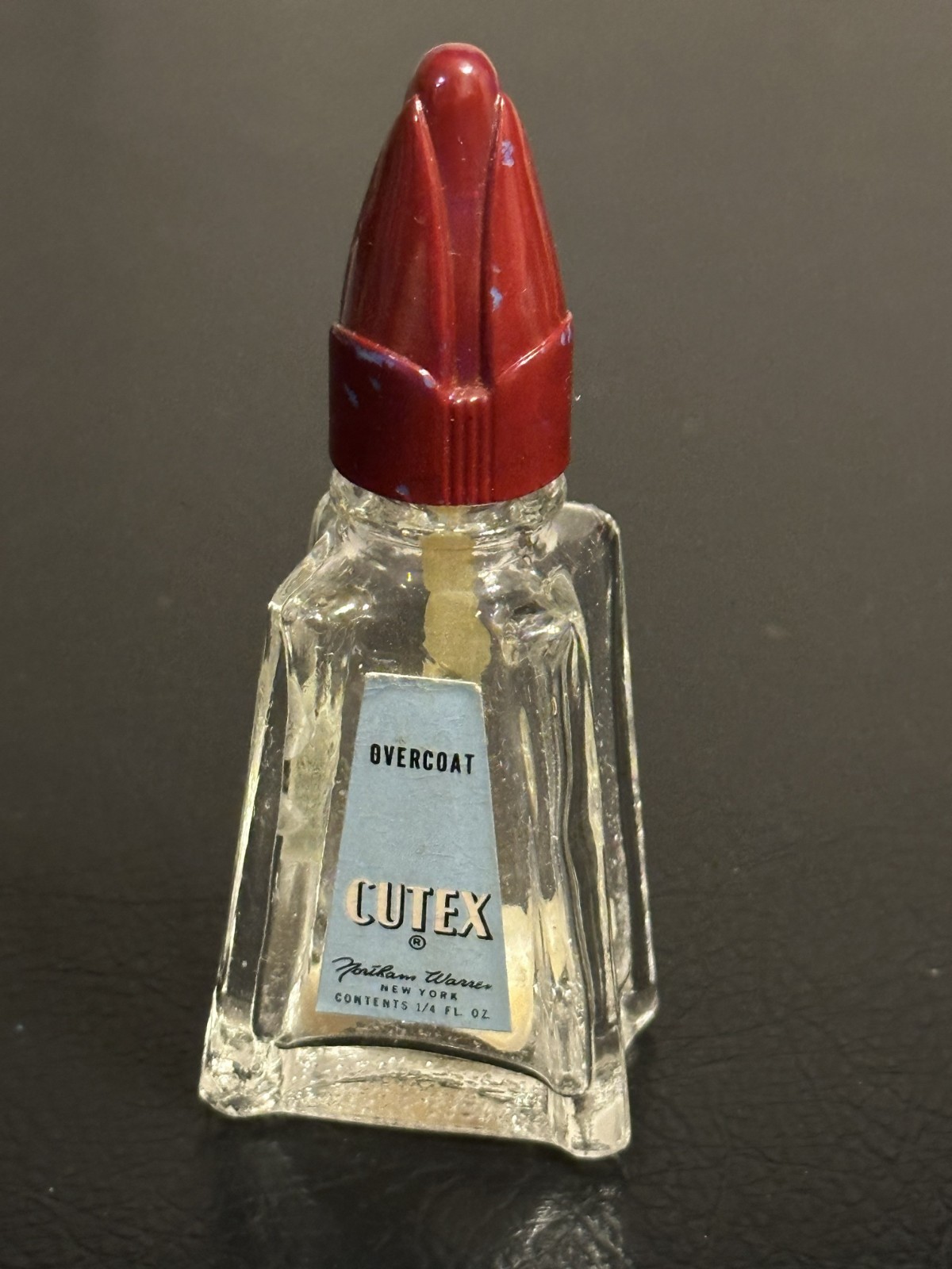 Cutex Nathan Warren New York  Vintage Vanity Red Cap Cutex Overcoat 1/4 fl oz