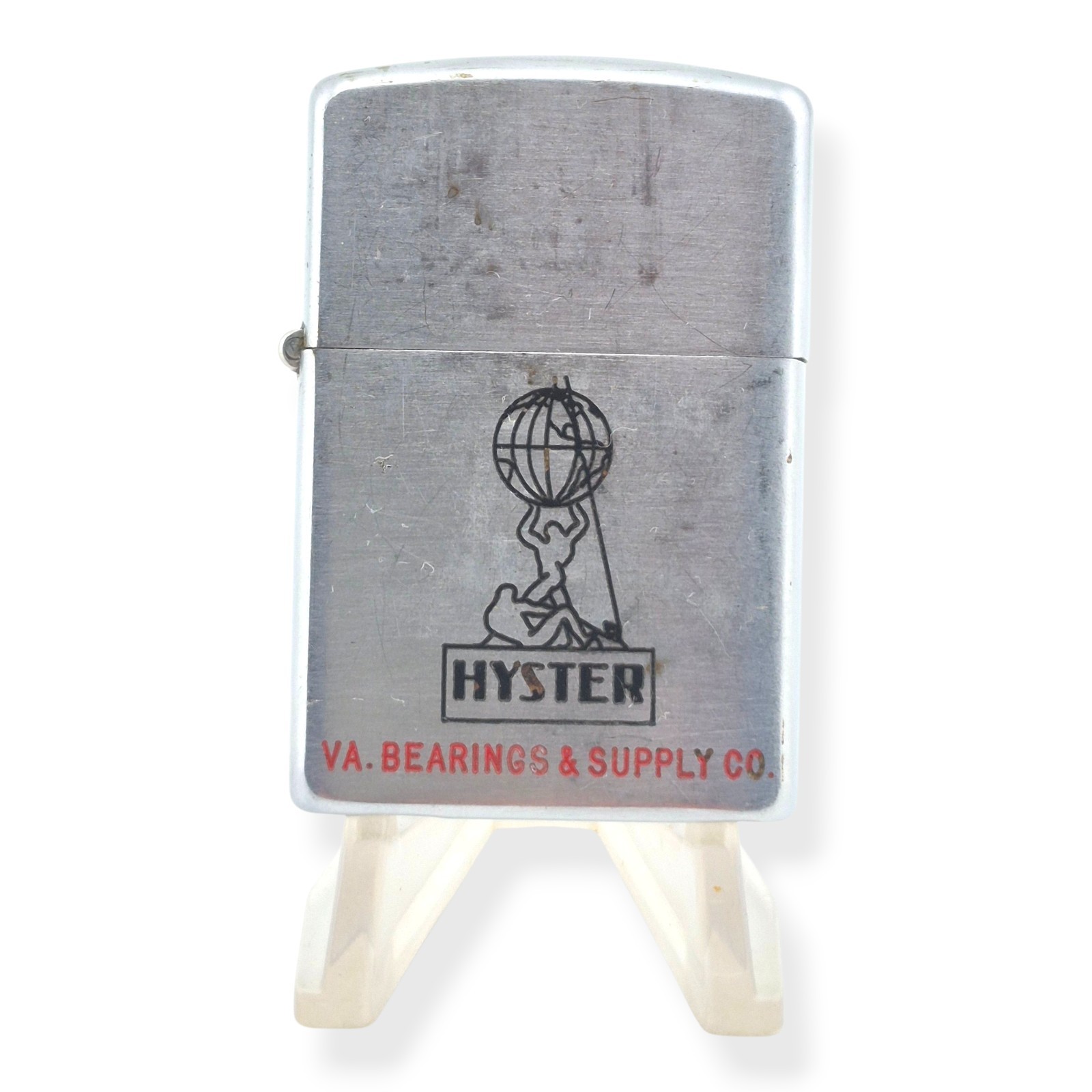 Vintage 1948-1951 Zippo Lighter Pat 2032695 5-Barrel Hinge Hyster Advertising