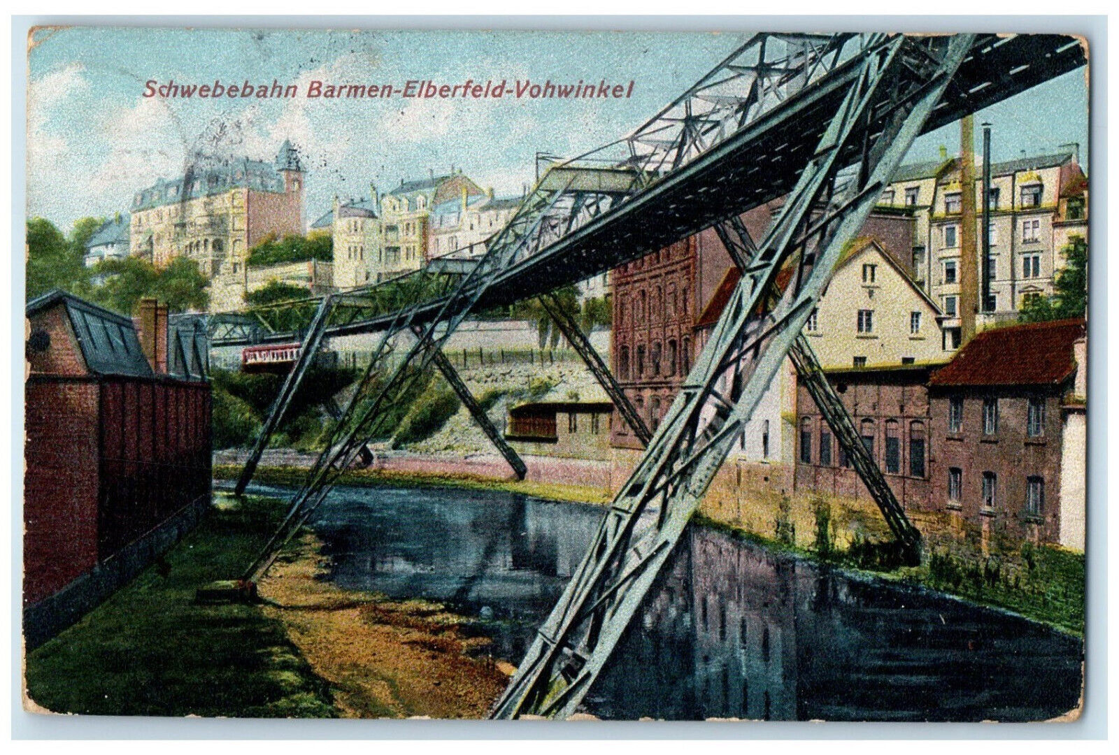 1908 Schwebebahn Barmen-Elberfeld-Vohwinkel Wuppertal Germany Postcard