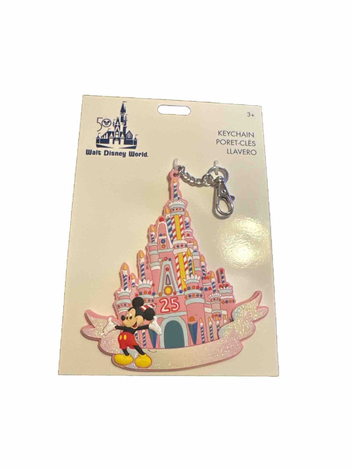 Walt Disney World 25th Anniversary Vault Collection Pink Cake Castle Keychain.
