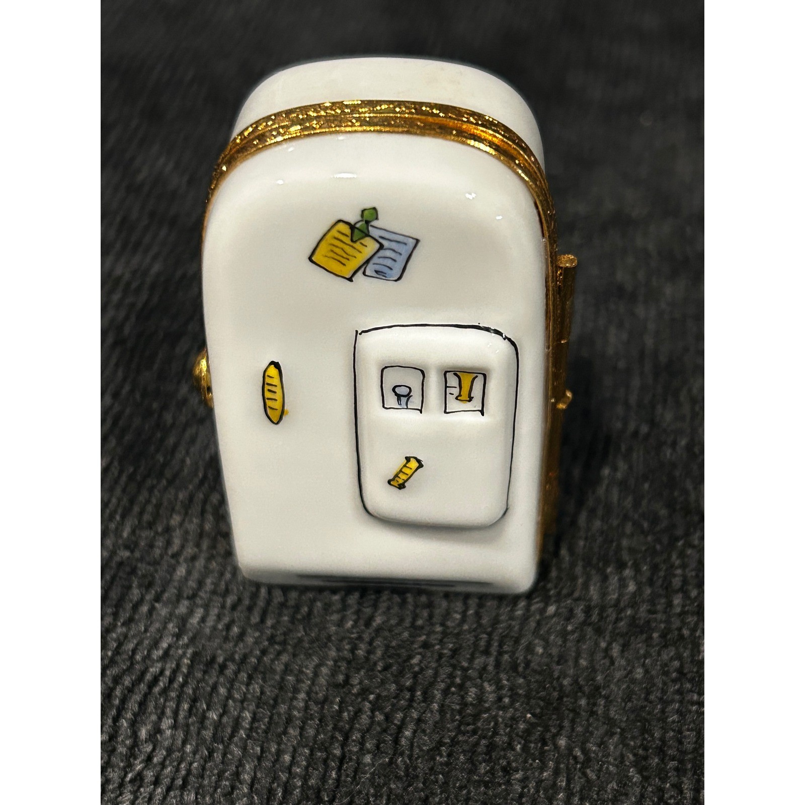 RARE Limoges Peint Main France Porcelain Refrigerator Hinged Trinket Box Fridge