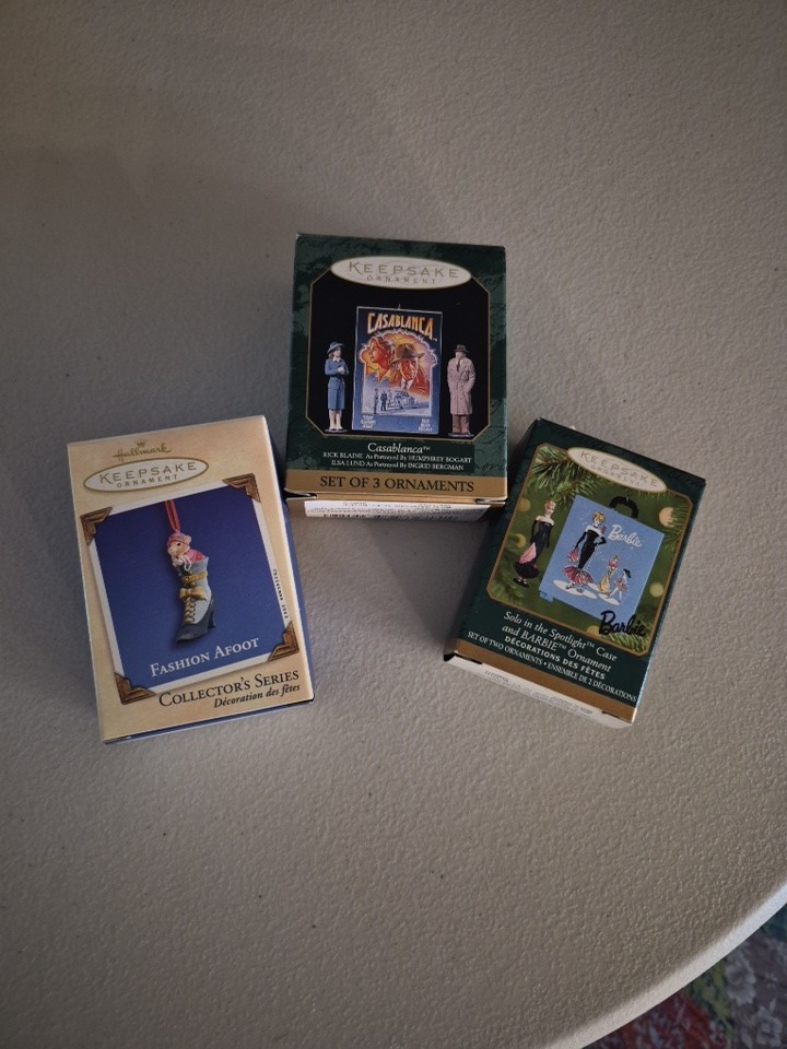 Hallmark Keepsake Miniature Ornament Lot Of 3   Mouse Casablanca Barbie
