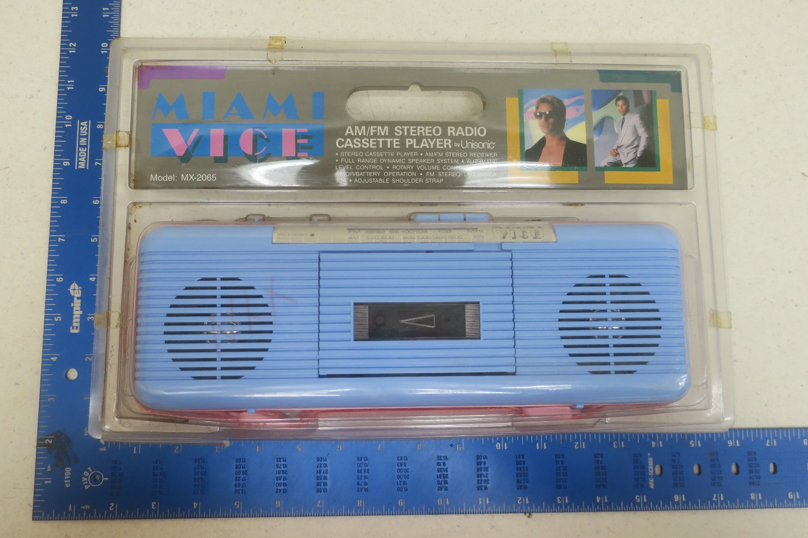Vintage Unisonic Miami Vice Cassette Radio Player MX-2065 NIB Deadstock 1980s
