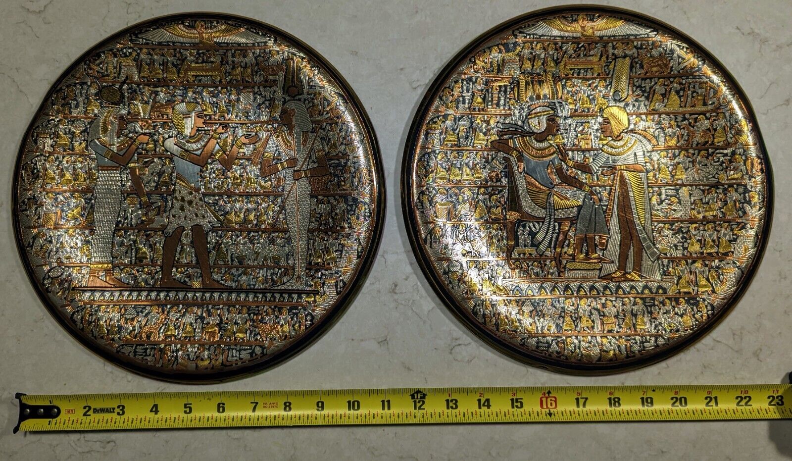 Two Hand made Egyptian Metal Wall Plates