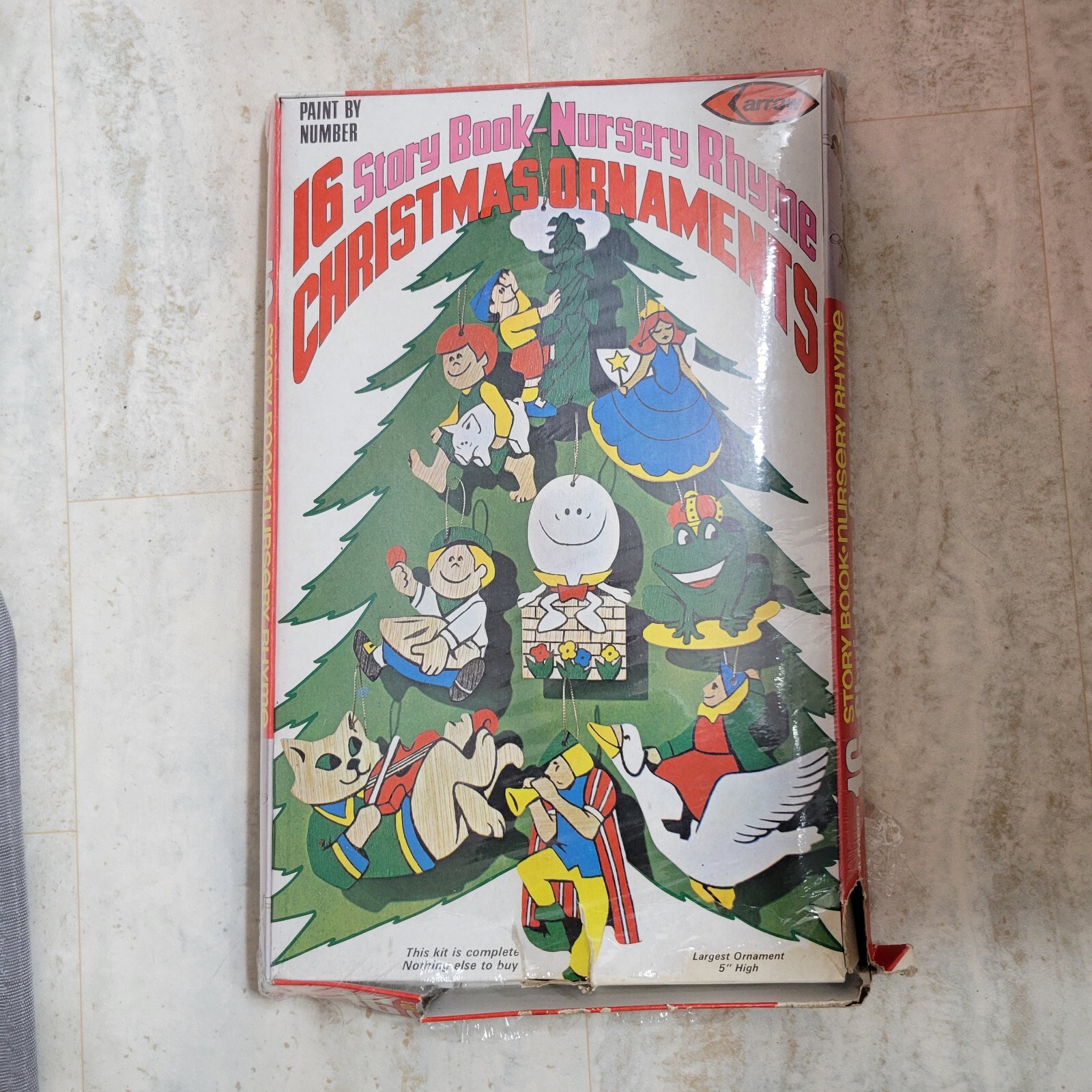 Vintage 1974 Arrow Paint By Number Storybook Nursery Ryme 16 Christmas Ornaments