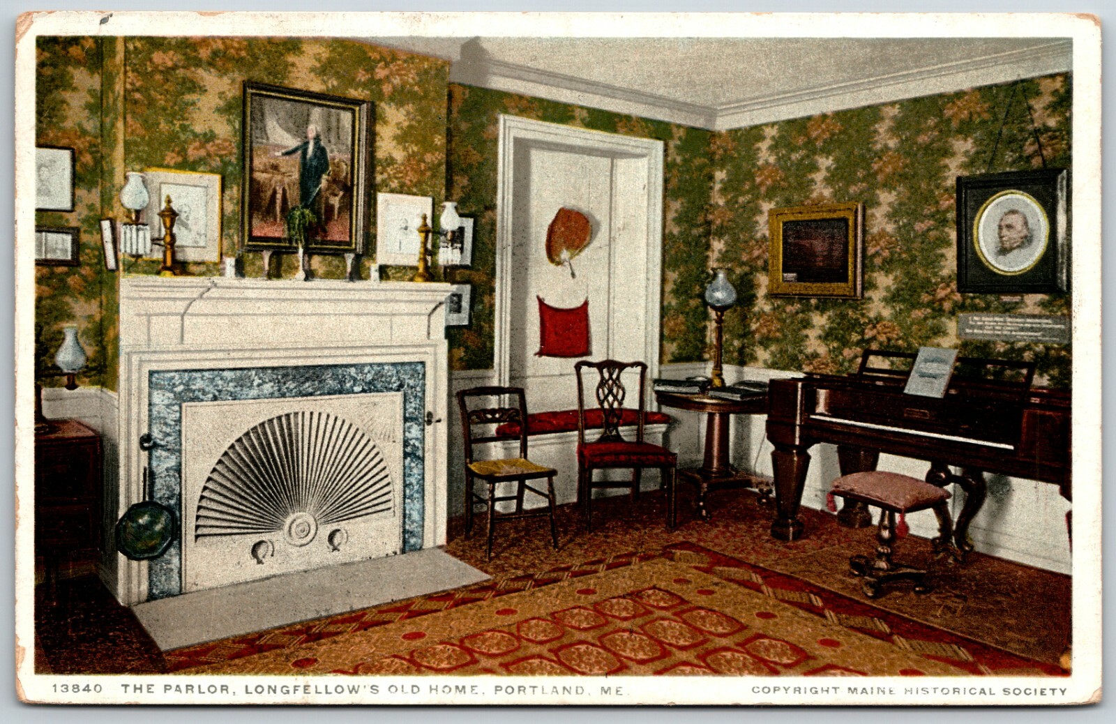 Longfellow\'s Old Home Parlor, Portland, Maine - Postcard