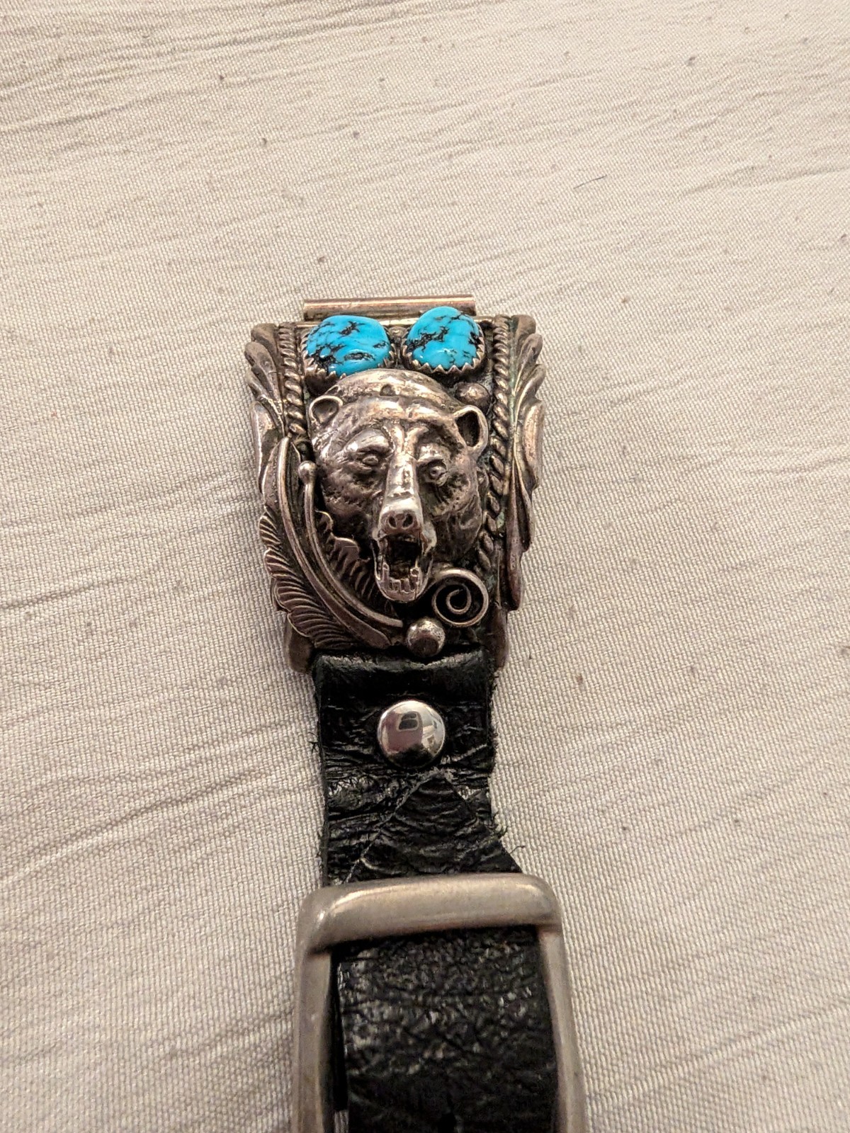 Native Handmade Turquoise Sterling Silver Watch Band.
