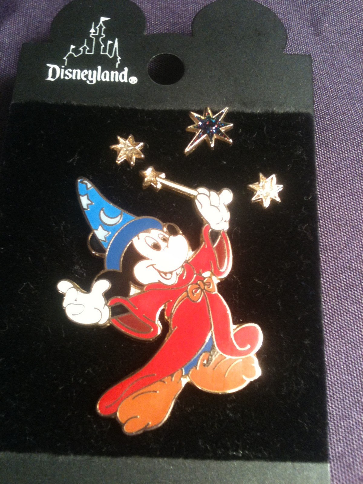2000 DLR 1st Sorcerer Apprentice Mickey with 3 Stars Jeweled Disney Pin Set 2142 2000 DLR 1st Sorcerer Apprentice Mickey with 3 Stars Jeweled Disney Pin Set 2142