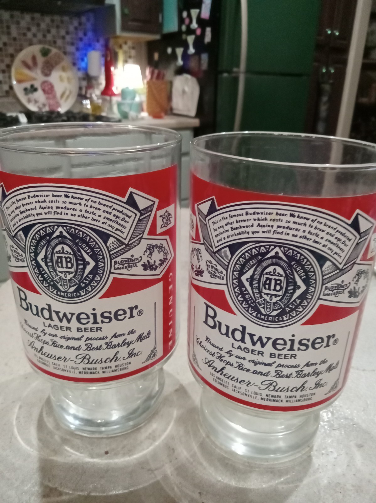 1970\'s VINTAGE 32oz Anheuser Busch Budweiser Label footed pedestal glass 7\