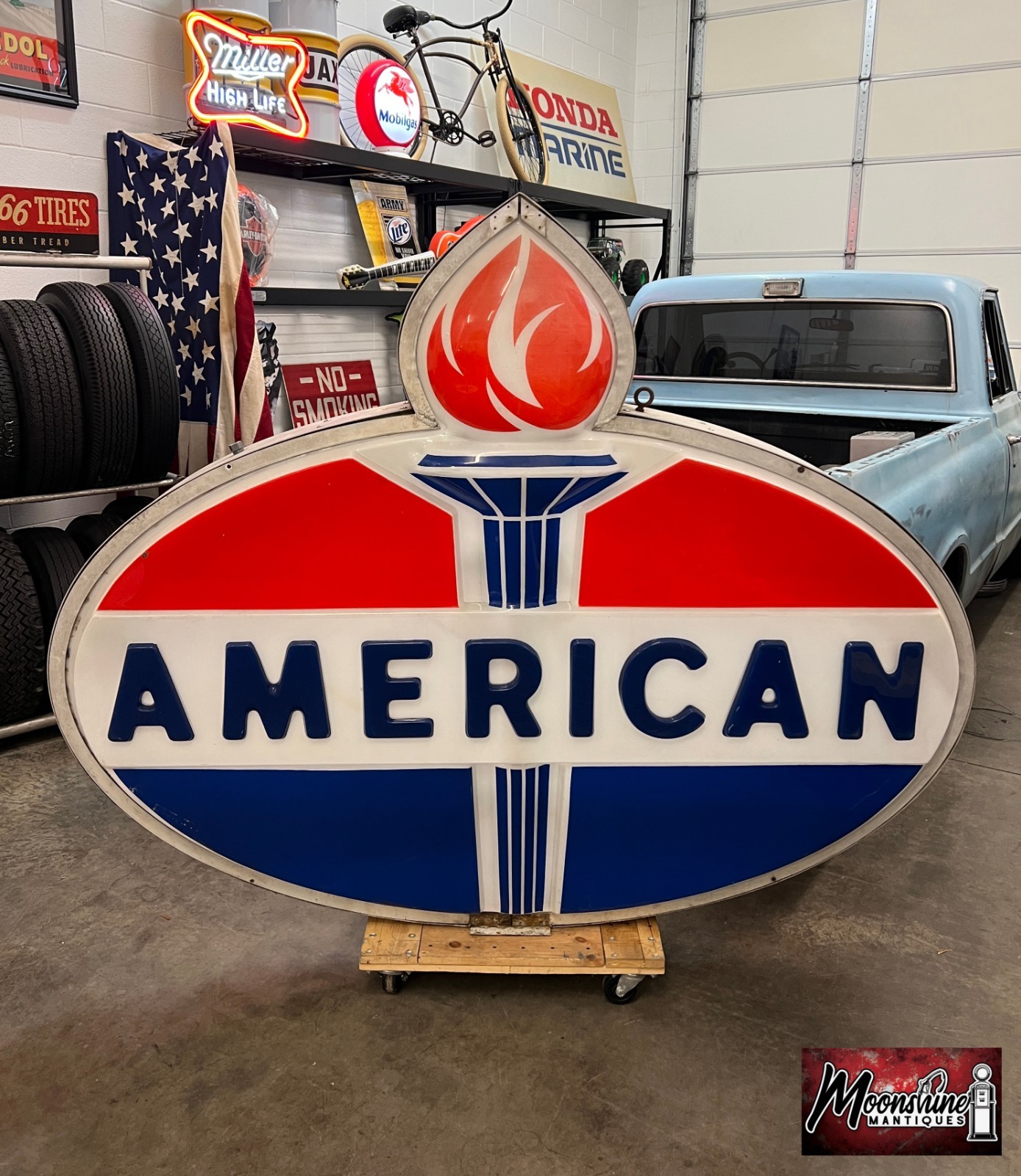 Vtg. 1960’s AMERICAN GASOLINE Service Station Sign - Gas & Oil