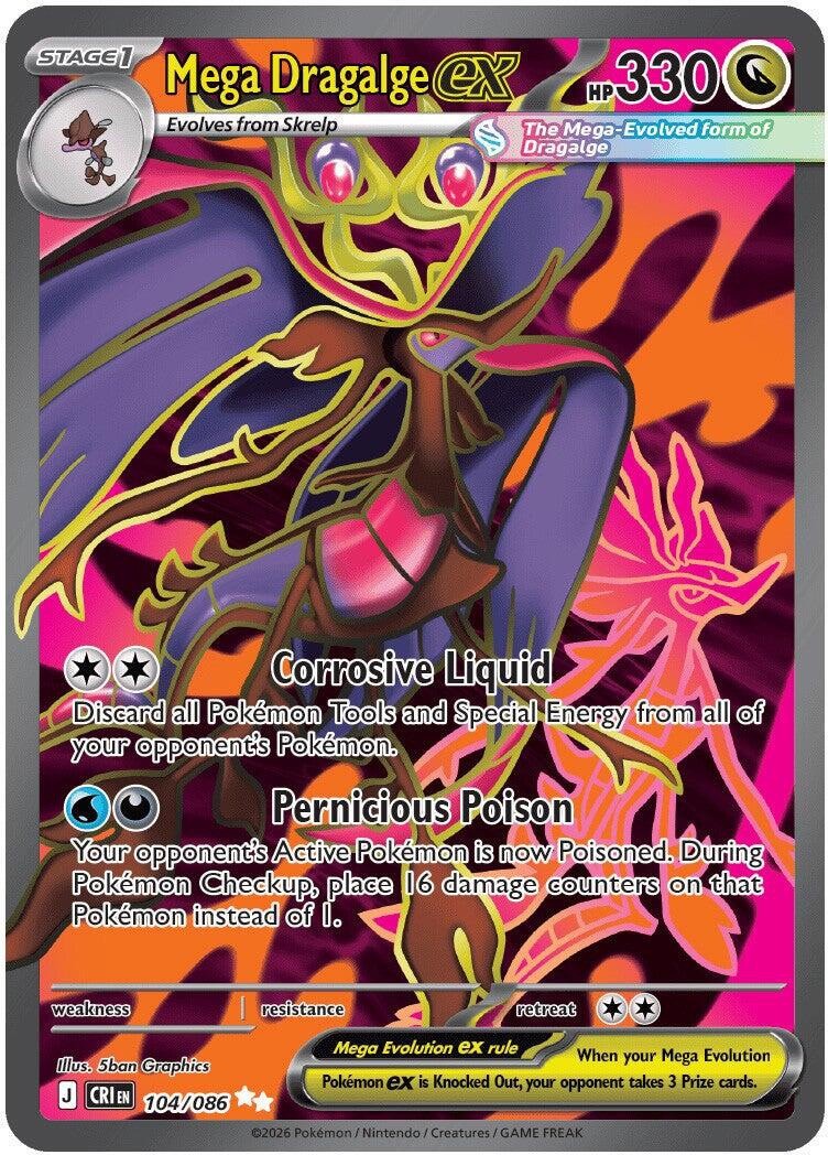 Pokemon TCG Mega Dragalge Ex Ultra Rare Full Art 104/086 Near Mint