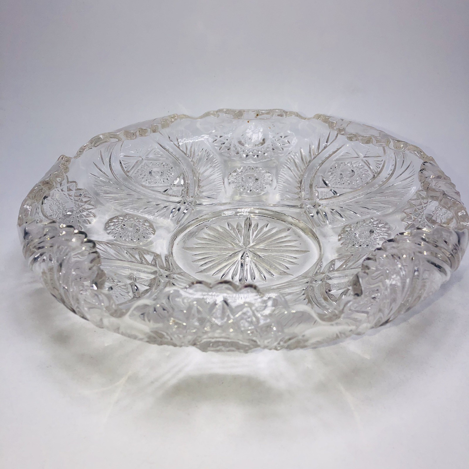 Antique Westmoreland Pressed Glass Atlanta Cupped Candy Bowl Folded Edges #228