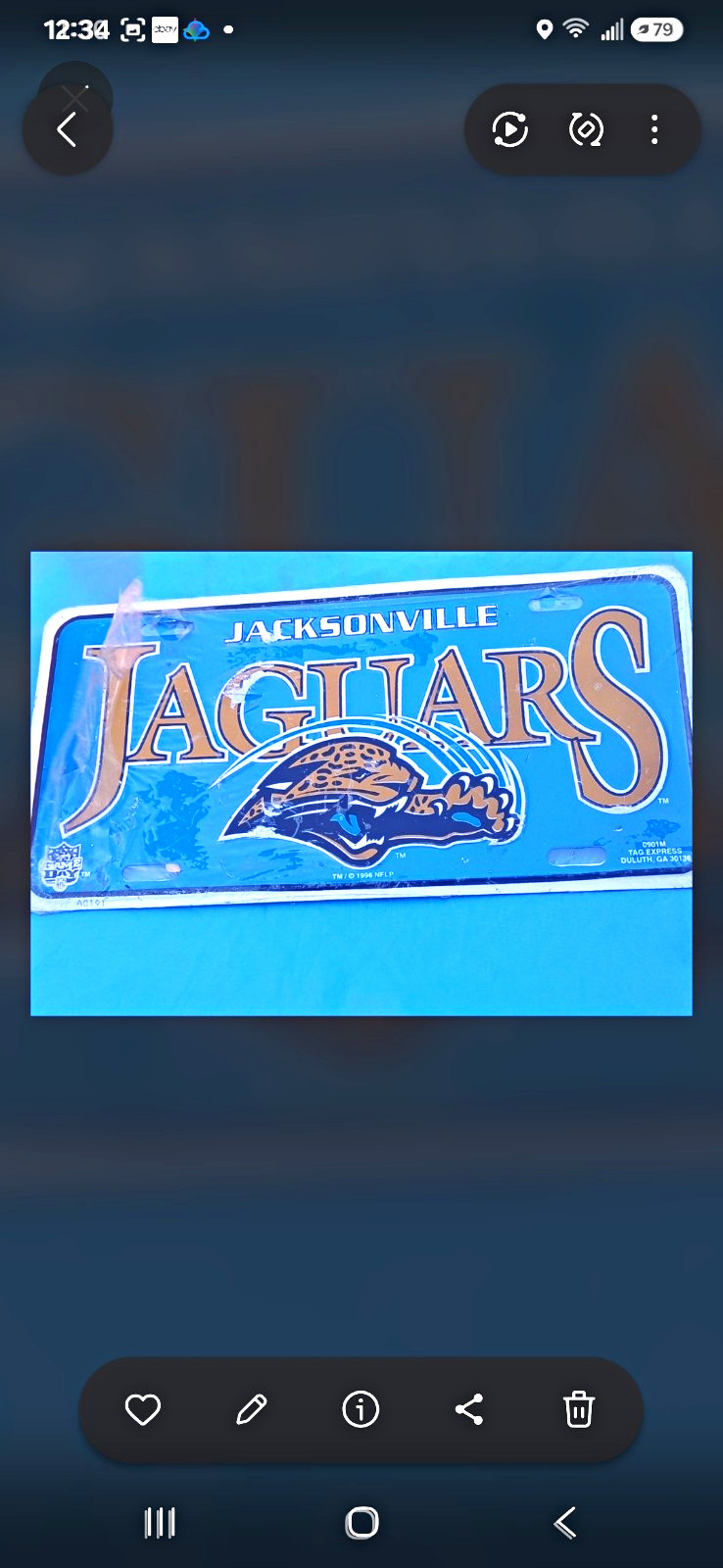 VINTAGE 1996 Jacksonville Jaguars Embossed Metal License Plate Tag Express New