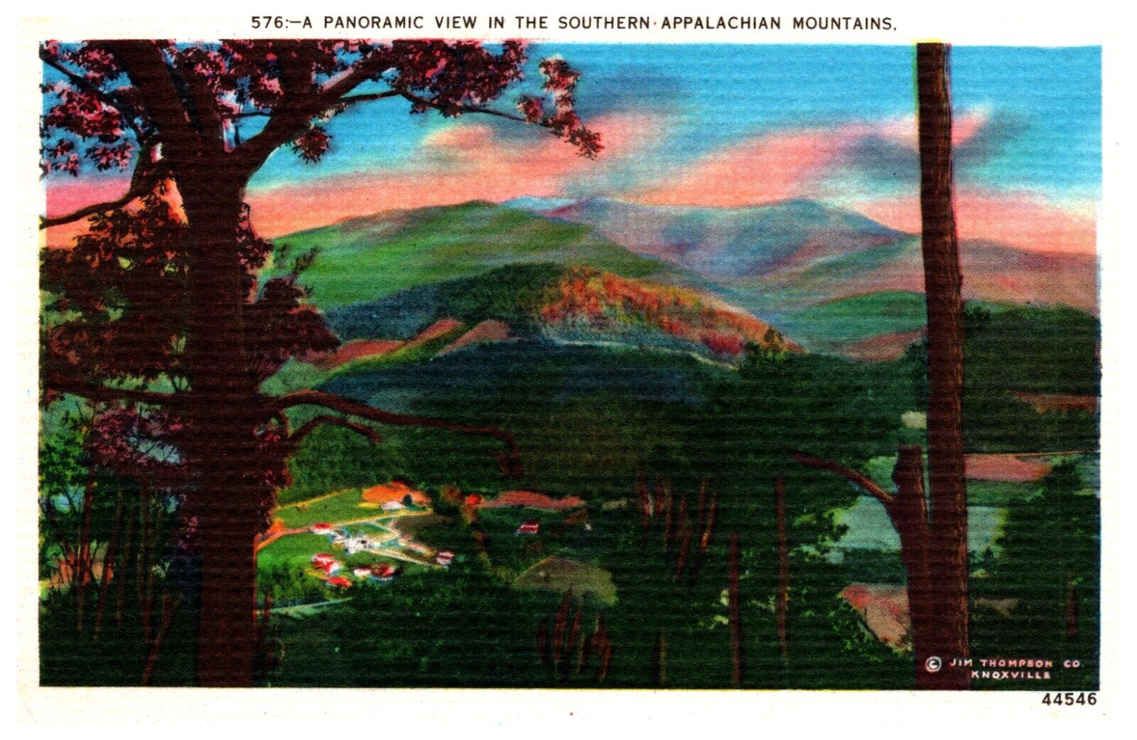 A Panoramic View in the Southern Appalachian Mountains Vintage Linen Postcard