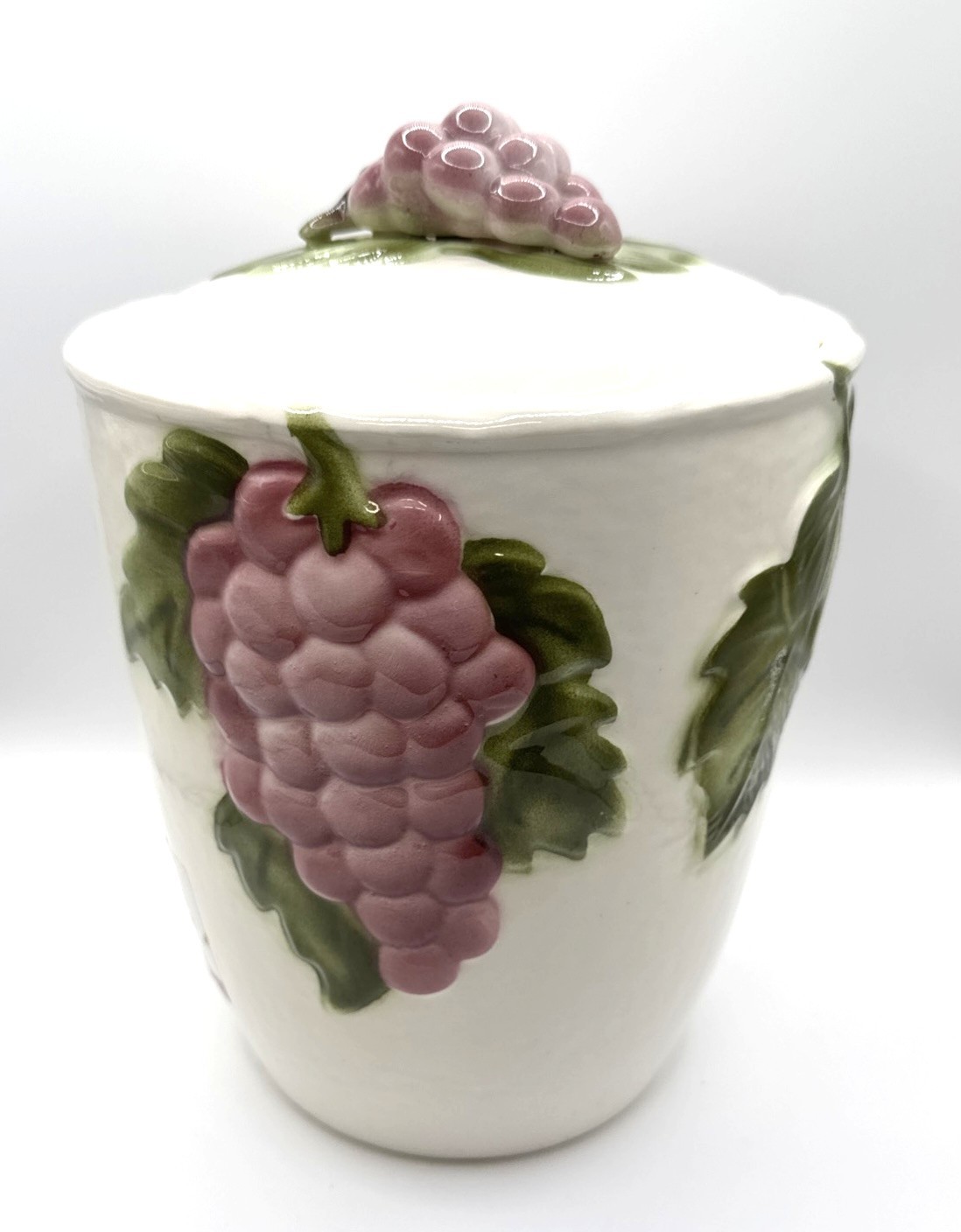 Maddux of California Cookie Jar with Relief Molded Grapes and Leaves 1980\'s