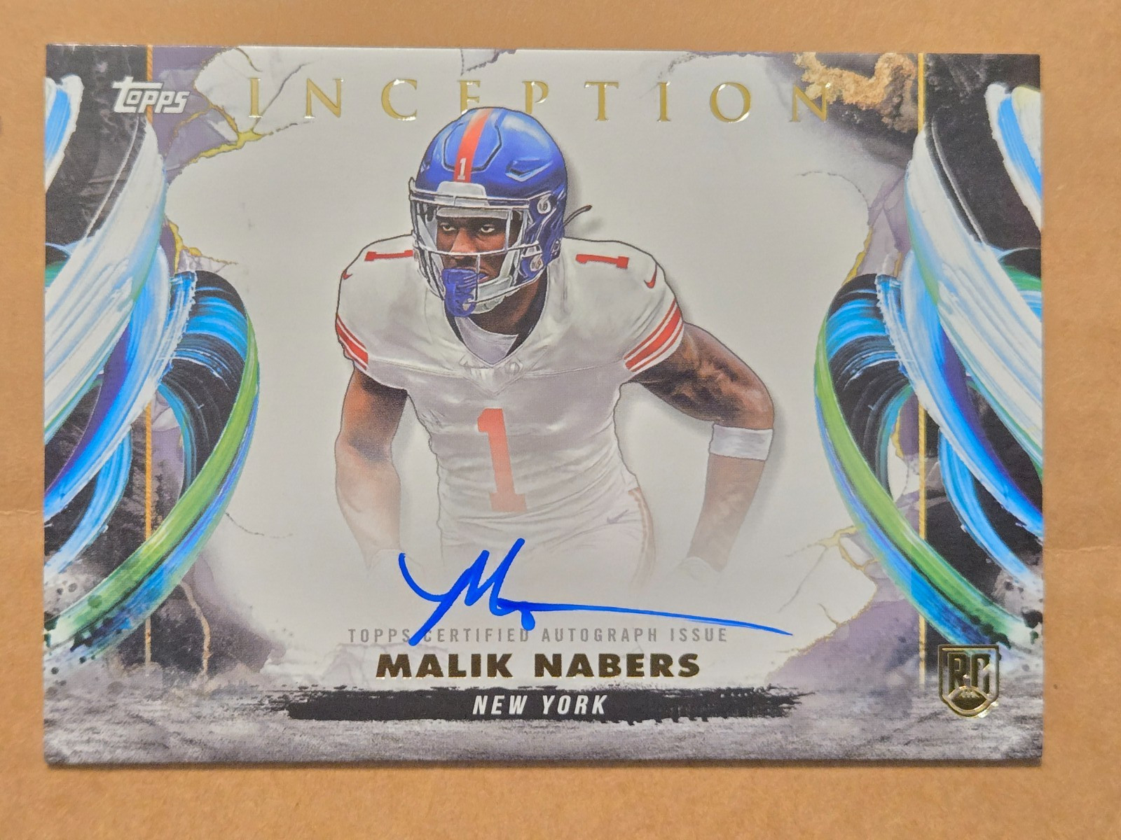 2024 Topps Inception Malik Nabers Rookie Auto Variation SP Giants RC On Card