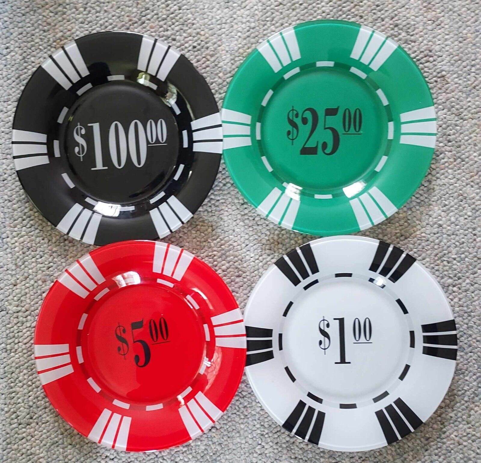 Luminarc Casino Poker Chip Dessert Plates Set Of 4 With Original Box