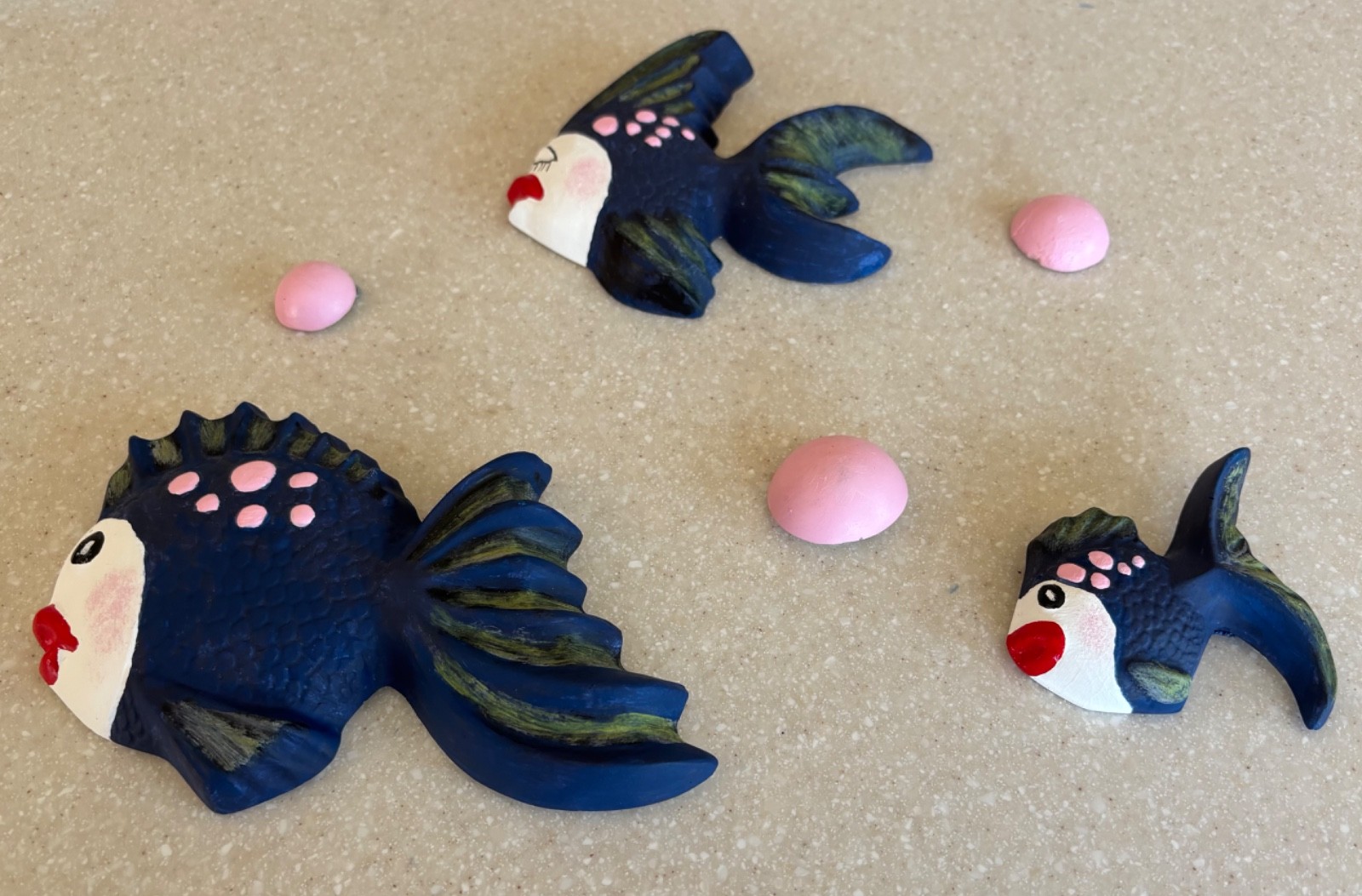 Vintage MCM Bathroom Hand Painted Ceramic Wall Fish