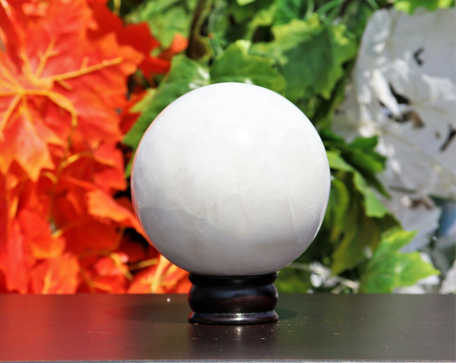 Large 120MM White Jade Stone Healing Metaphysical Energy Spirit Power Sphere 