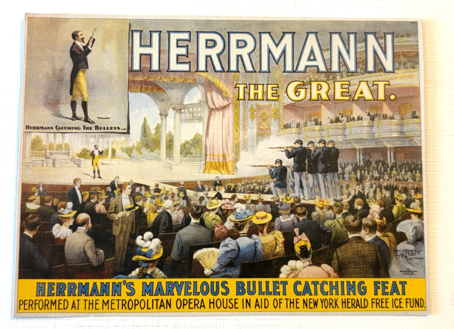 Herrmann The Great Bullet Catch Magic History Book Cutout Ephemera 4x6 Mini