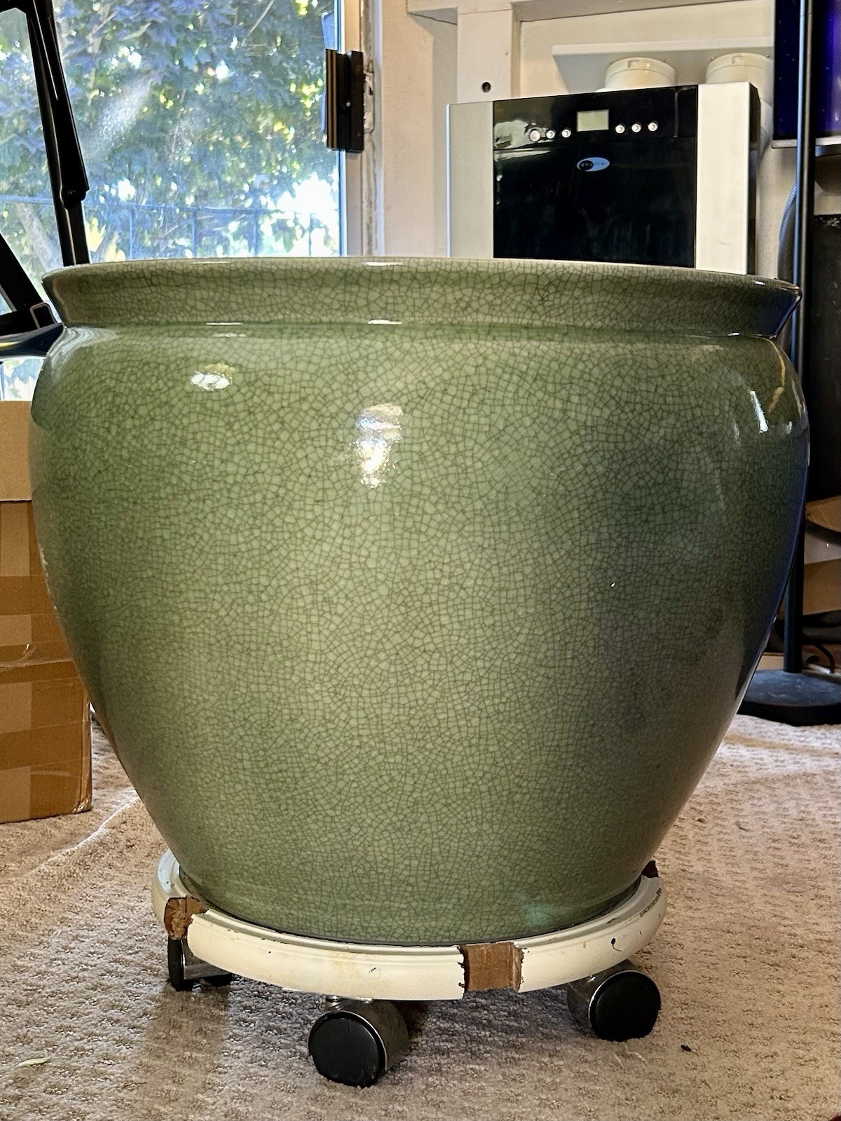 HUGE 22” Jade green Celadon Porcelain Fishbowl Planter Pot Excellent