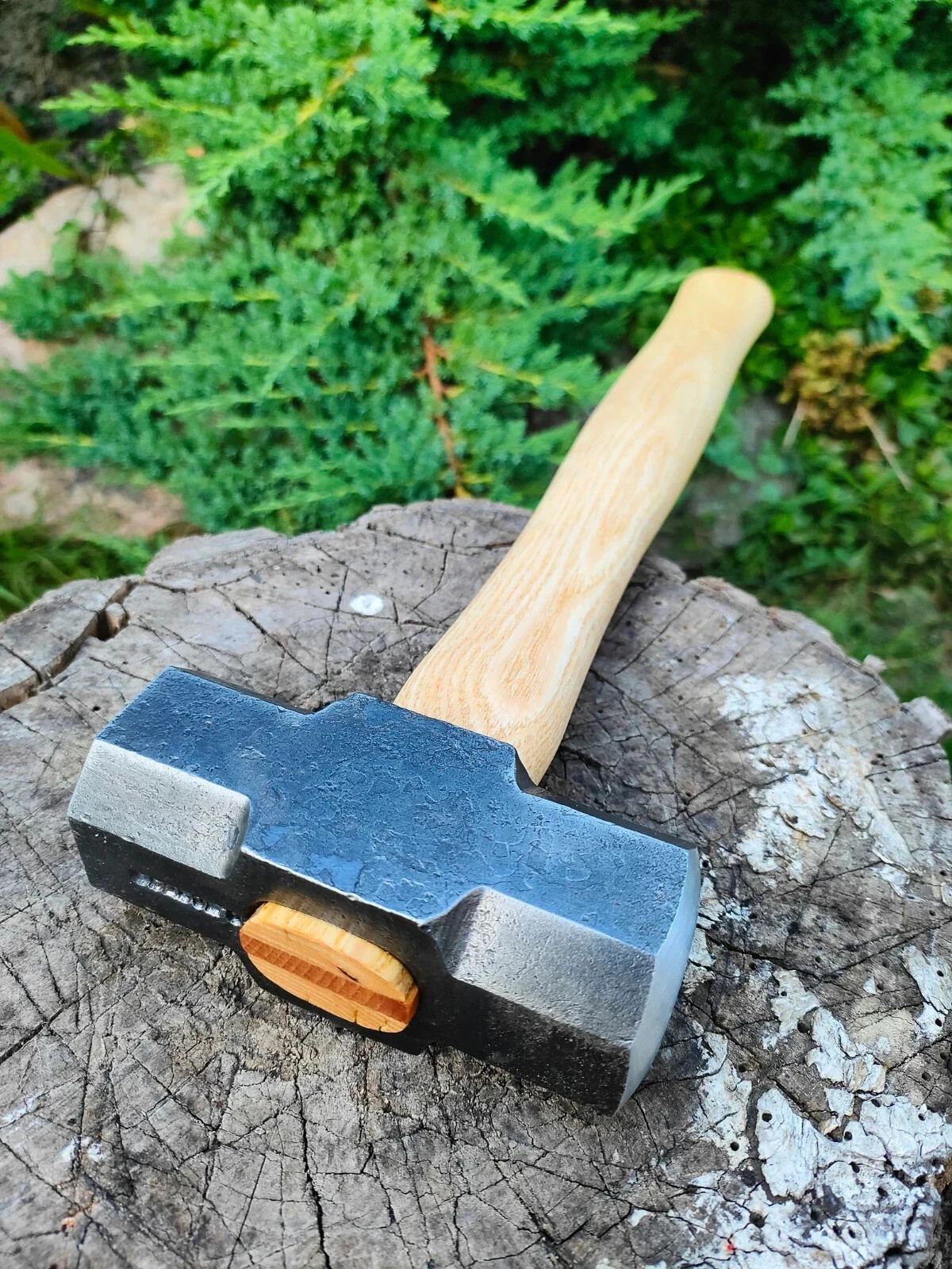 3lbs Hand-Forged Iron Sledge Blacksmith Hammer Wooden Handle Heavy-Duty Propose
