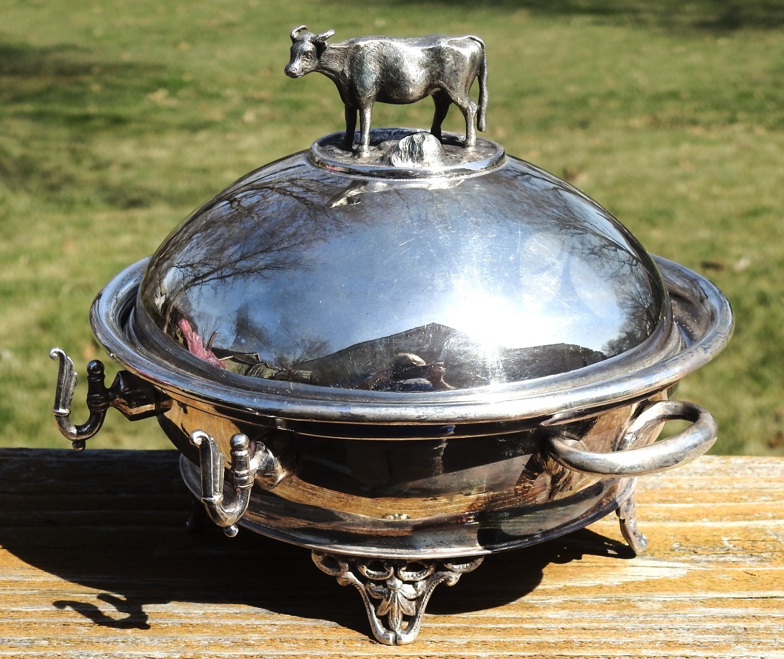 Victorian Covered Butter w Figural Dairy Cow Finial on Lid NO INSERT