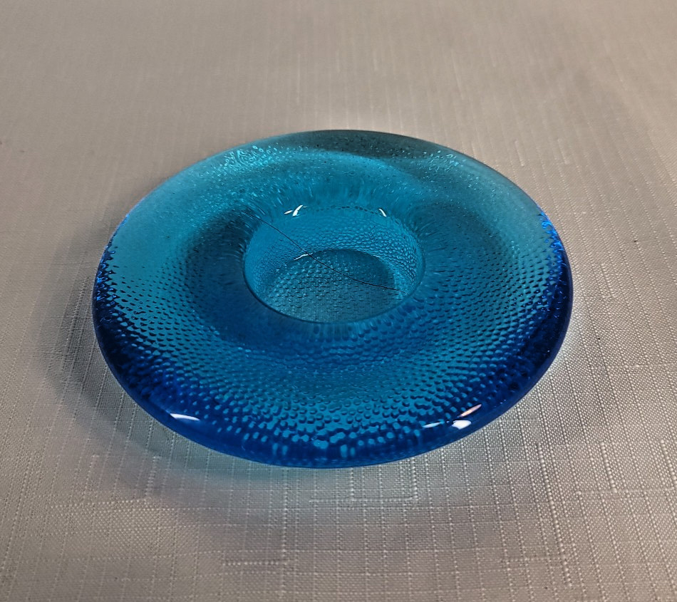 Vintage MSM Sweden Heavy Art Glass Blue Candle Holder Textured MCM Retro Vintage MSM Sweden Heavy Art Glass Blue Candle Holder Textured MCM Retro