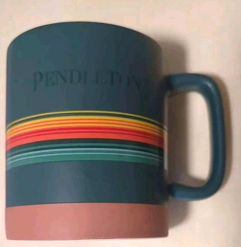 Pendleton National Parks Mug Green Multi-Color Stripe 18 Oz Woolen Mills