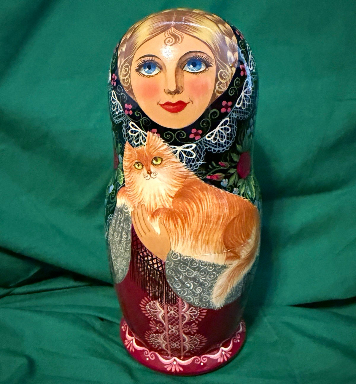 Vintage 1999 Vera Paylenko Signed 7pc Matryoshka Nesting Dolls Cat Set