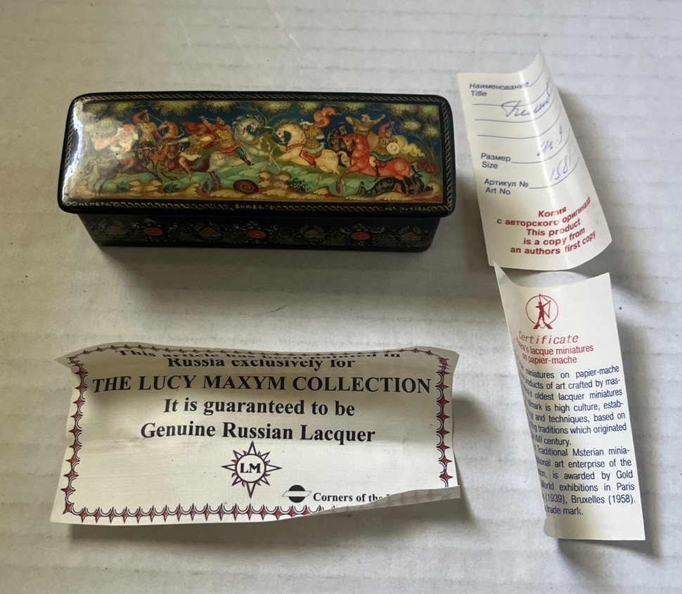 Genuine Russian Lacquer Box Lucy Maxym Hand Painted USSR Signed 