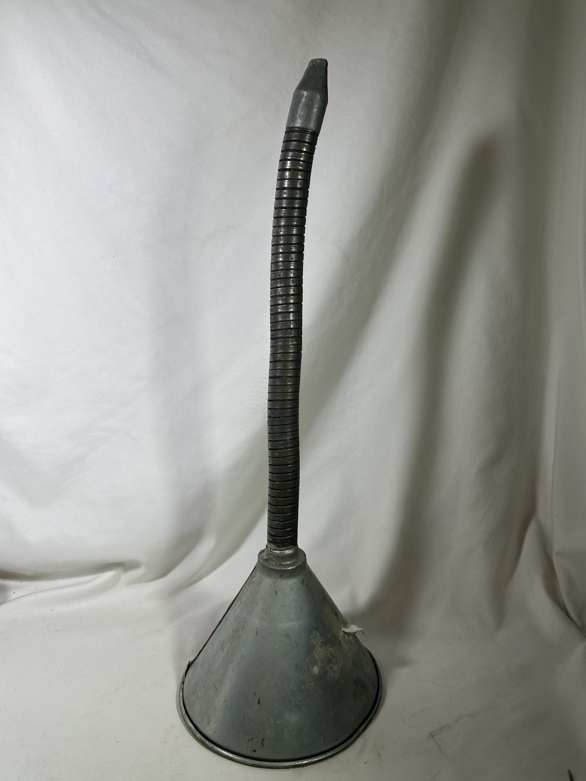 Vintage 1940's-1960's Galvanized Steel Flexible Spout Oil Funnel Gooseneck