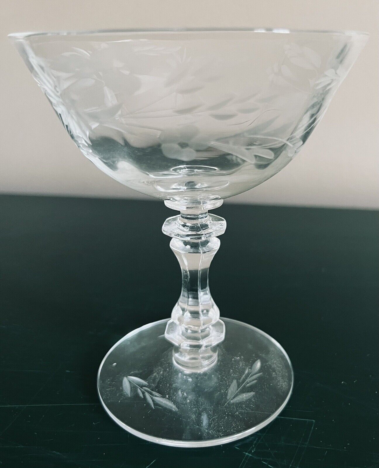 Crystal ETCHED WINE GLASS - Unknown Pattern