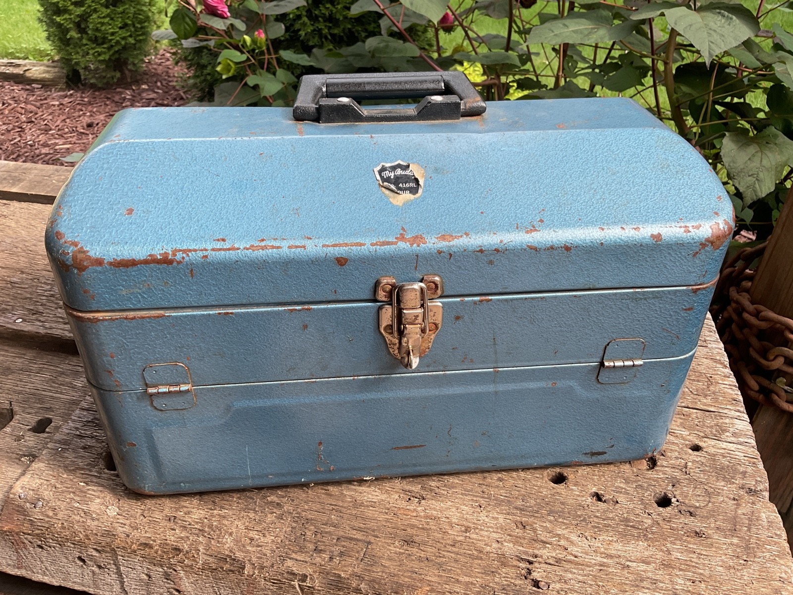 Vintage My Buddy Metal Tackle Box Cantilever Tool Chest Blue Industrial Case Vintage My Buddy Metal Tackle Box Cantilever Tool Chest Blue Industrial Case