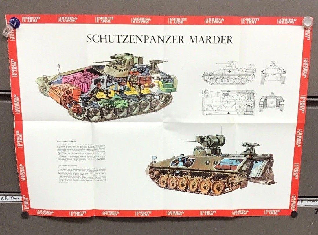 Vintage Armies & Weapons Schutzenpanzer Marder German Tank Poster A-1