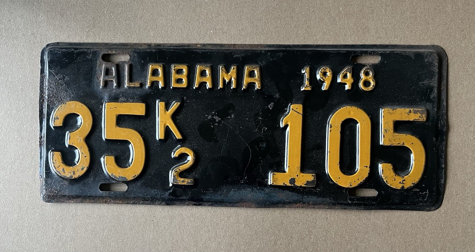 1948 Alabama AL Vintage License Plate Ambulance Hearse 35 K2 105