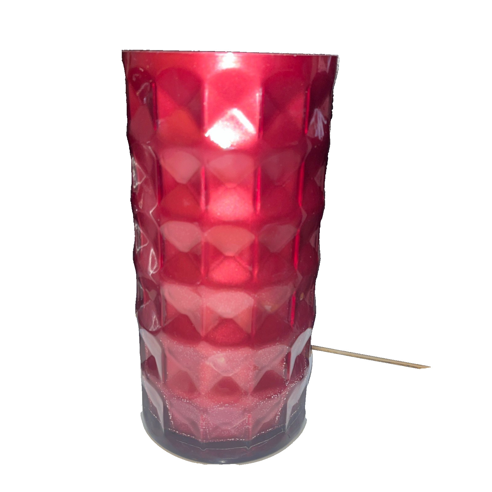 Vintage Teleflora Square Geometric Red Glass Vase 9” Tall Christmas 2025 * Chip