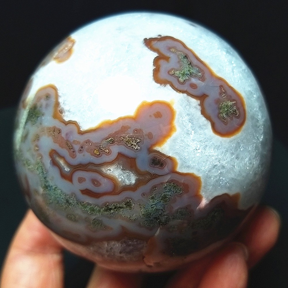 TOP 475.6g Natural Polished Colorful Agate Crystal Ball Healing Madagascar A5091