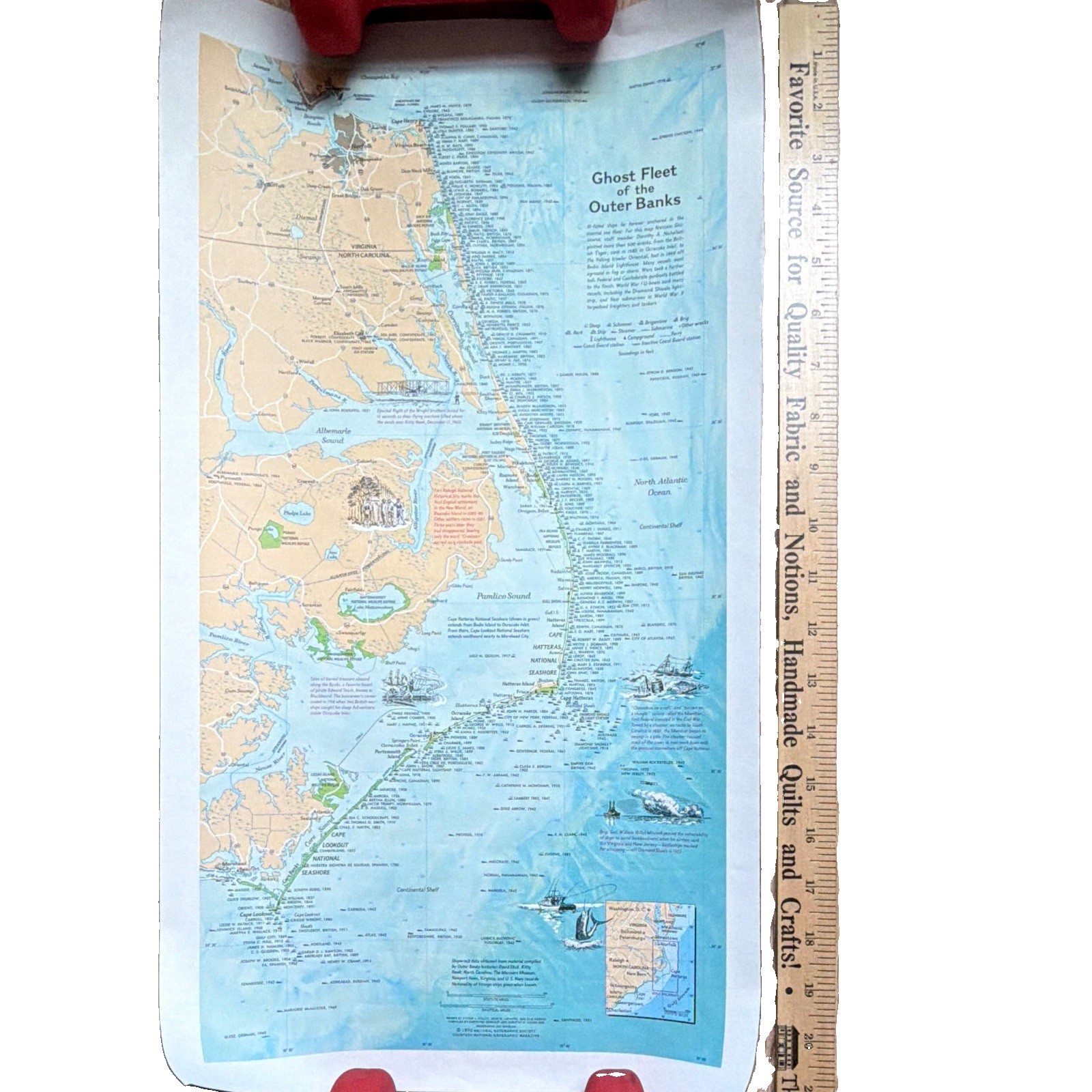 Outer Banks Map - Ghost Fleet of the Outer Banks, United States (1962) Reprint