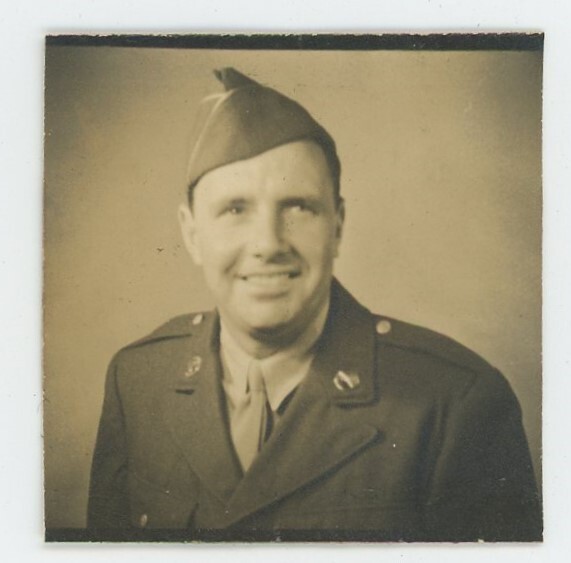 Vintage Studio Photo Handsome Soldier GI In Uniform Big Smile Military 1940s