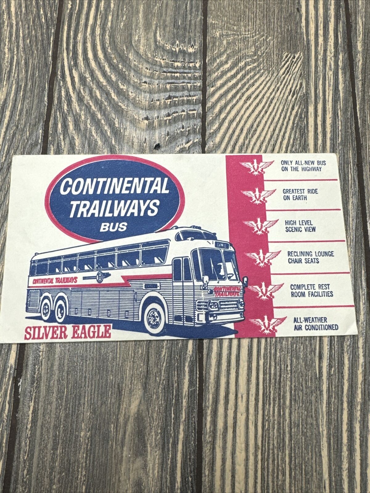 Vtg Continental Trailways Bus Silver Eagle Envelope Advertisement