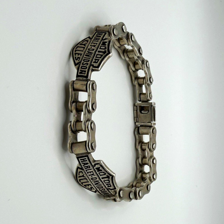 Harley Davidson 925 Sterling Silver Motorcycle Chain Bracelet Heavy  9in